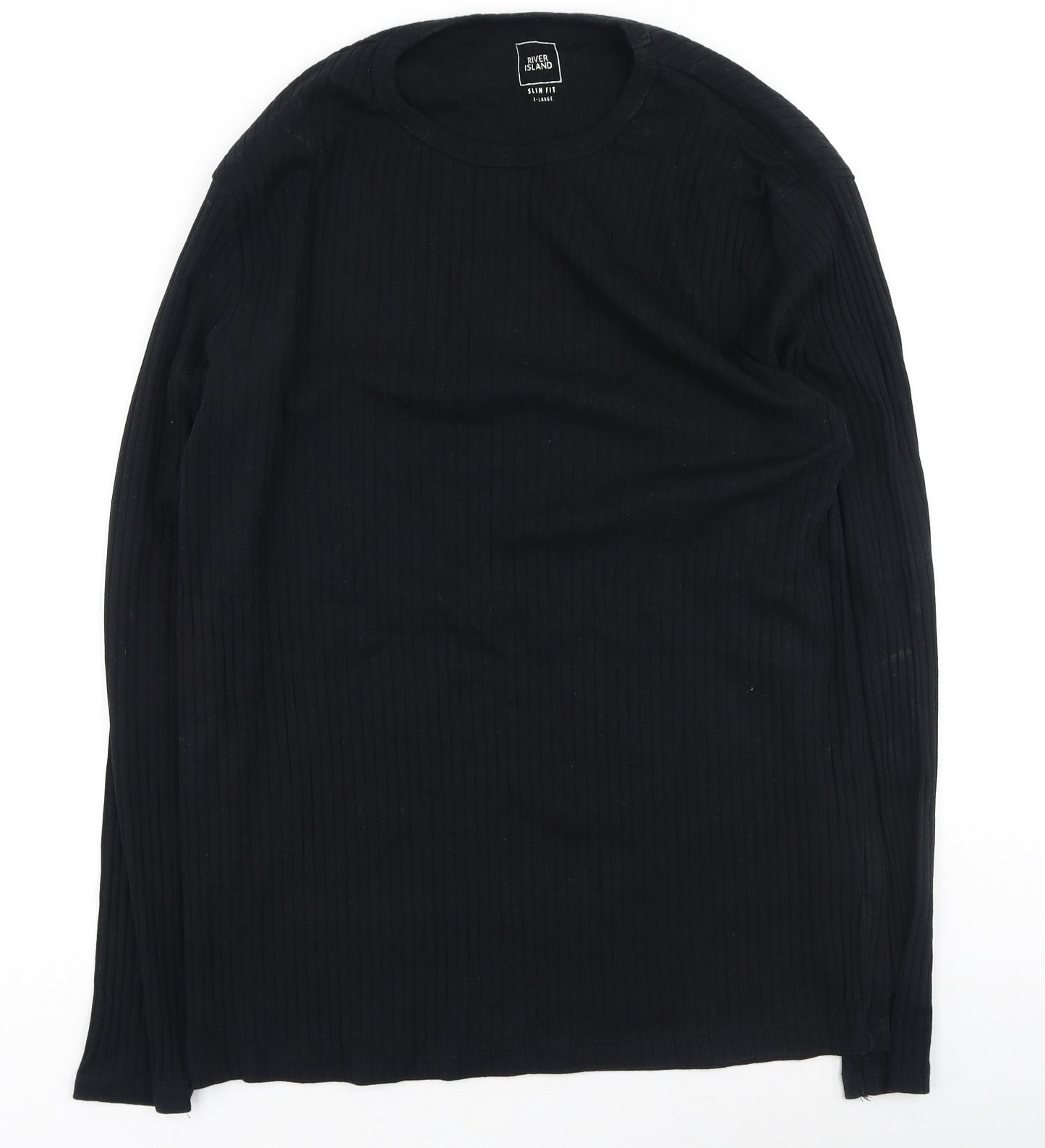 River Island  Womens Black  Cotton Basic T-Shirt Size XL Round Neck