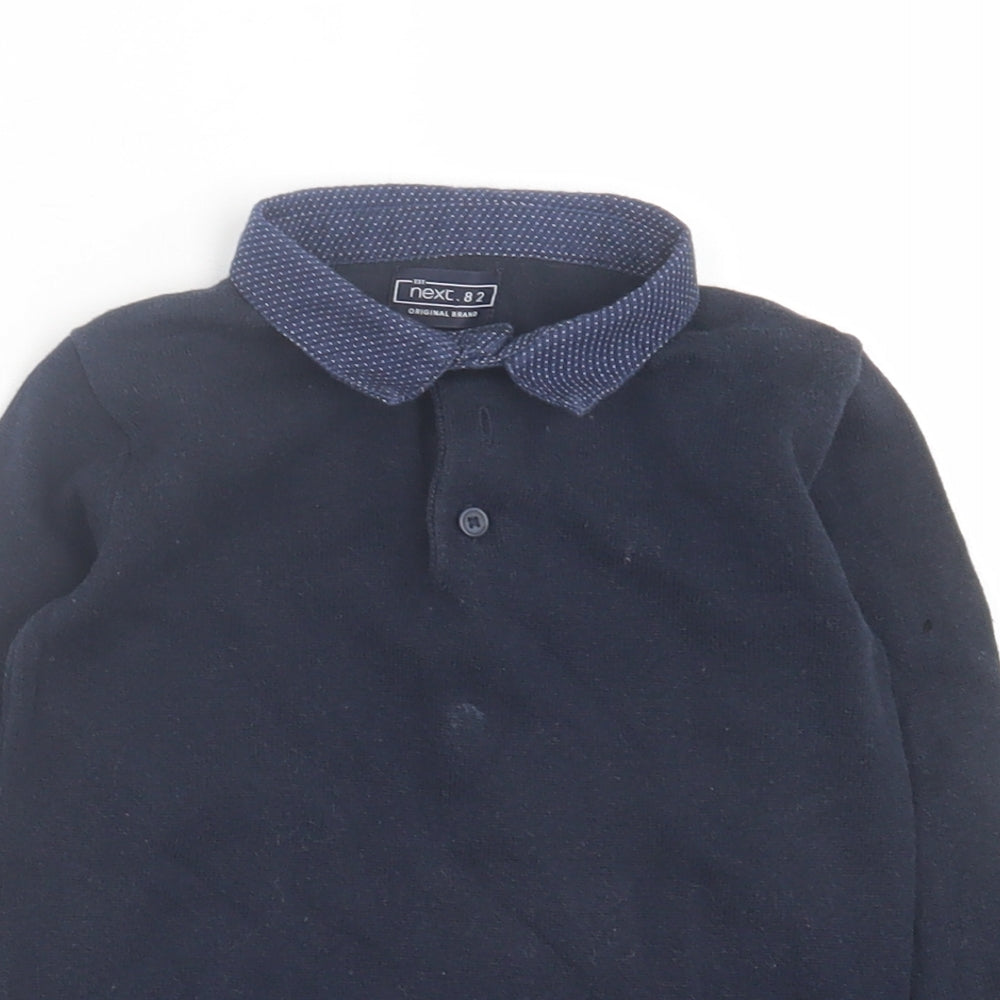 NEXT Boys Blue  Cotton Basic Polo Size 4 Years Collared Button