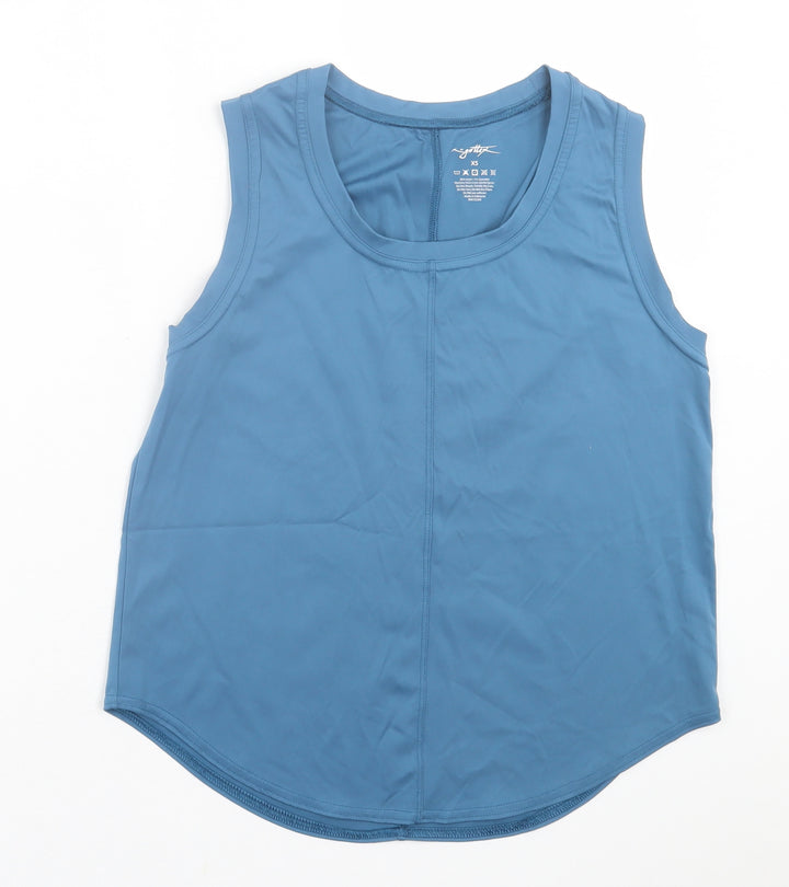 Gottex Womens Blue Nylon Basic Tank Size XS Crew Neck Pullover