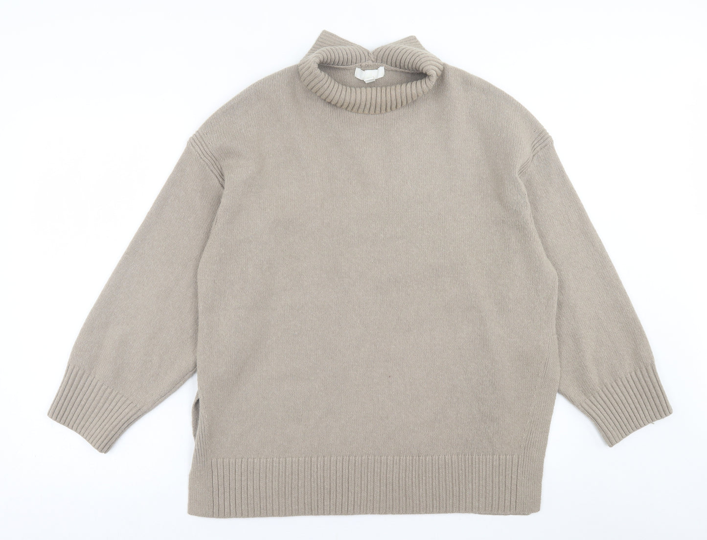 H&M Womens Brown Roll Neck  Acrylic Pullover Jumper Size M