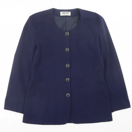 Simply French Womens Blue   Jacket Blazer Size 12  Button