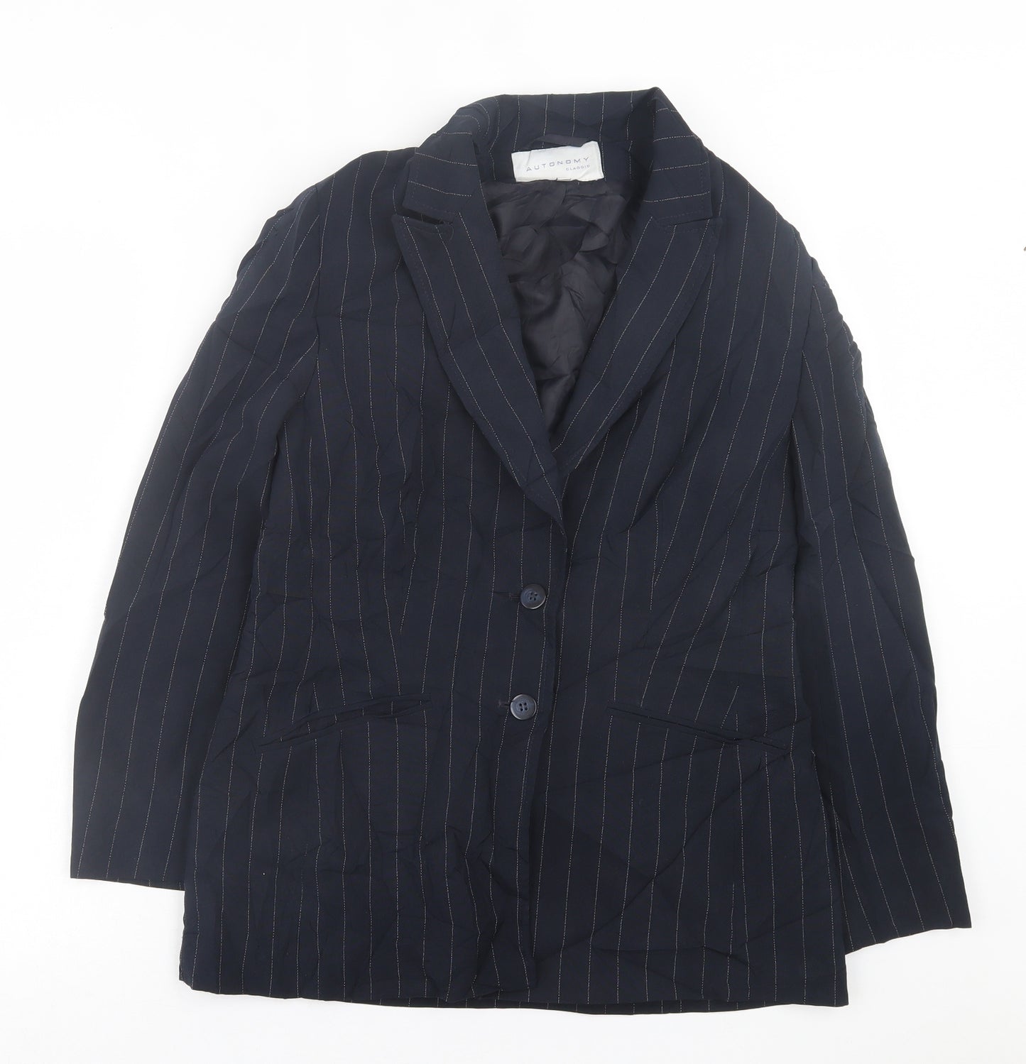 Autonomy Womens Blue Striped  Jacket Blazer Size 12  Button