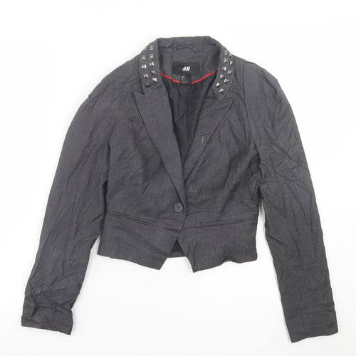 H&M Womens Grey   Jacket Blazer Size 8  Button