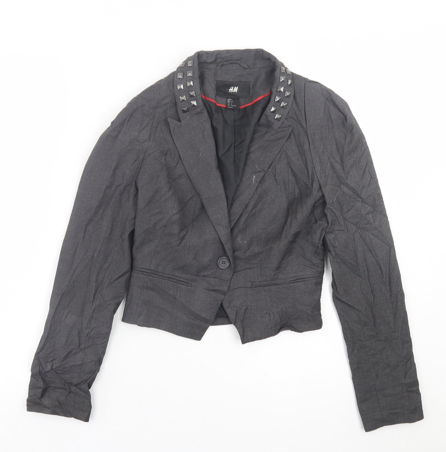 H&M Womens Grey   Jacket Blazer Size 8  Button