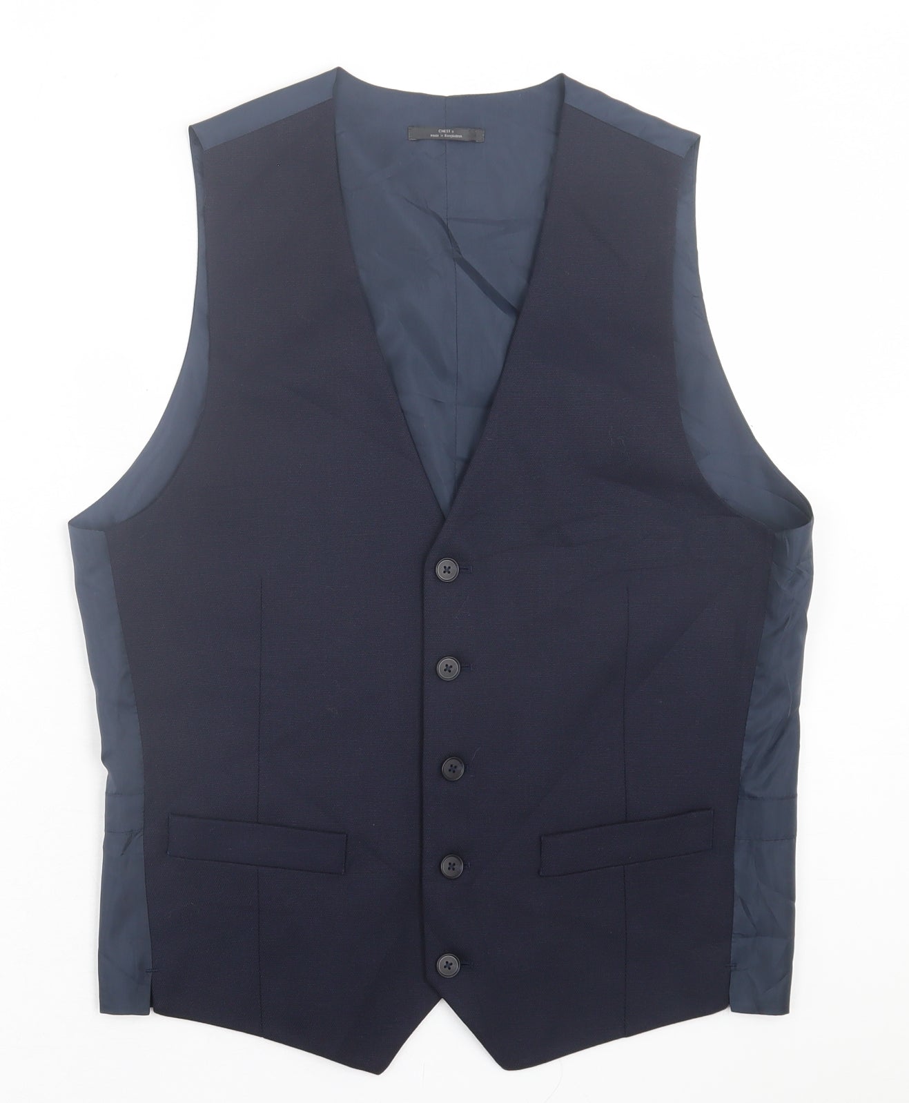 Marks and Spencer Mens Blue  Wool Jacket Suit Waistcoat Size S