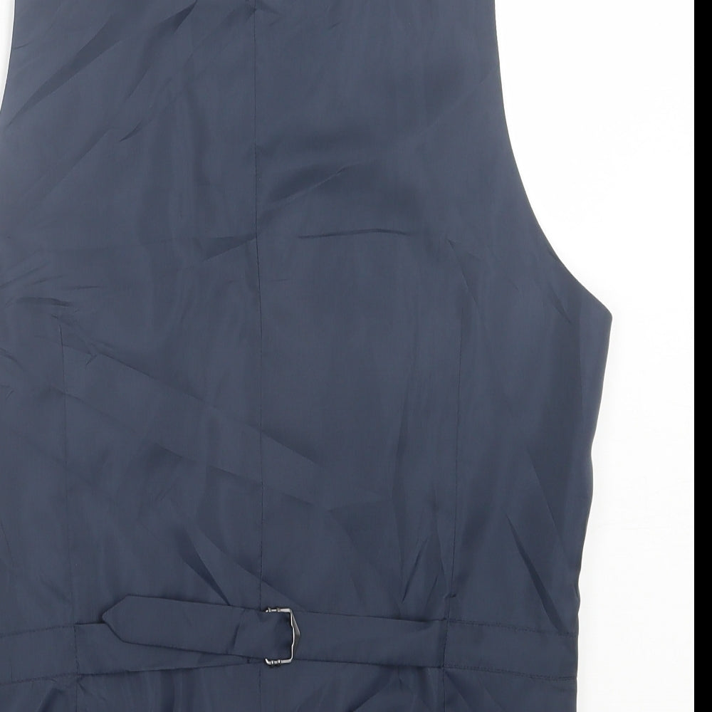 Marks and Spencer Mens Blue  Wool Jacket Suit Waistcoat Size S