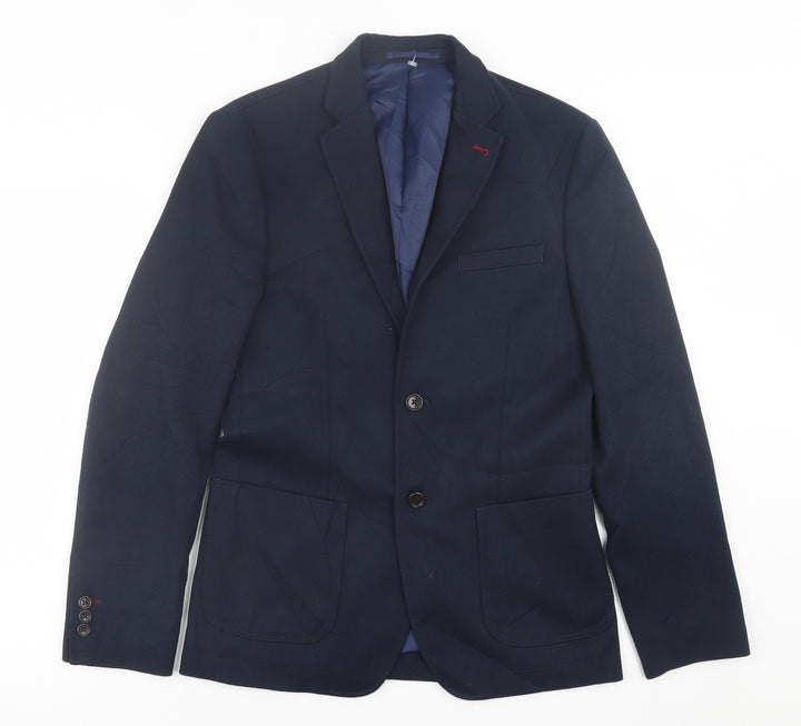Burton Mens Blue  Polyester Jacket Suit Jacket Size 36