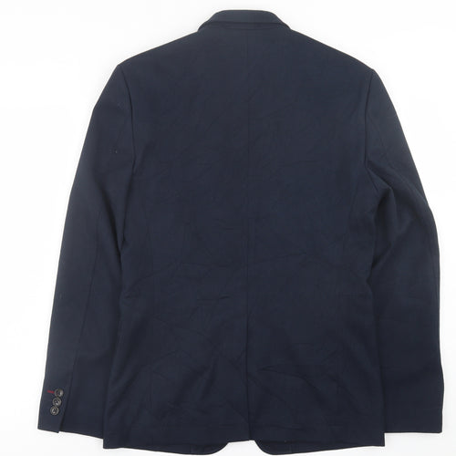 Burton Mens Blue  Polyester Jacket Suit Jacket Size 36