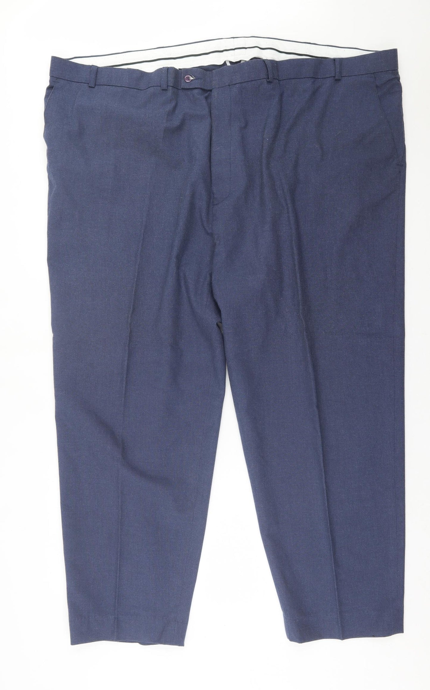 Preworn Mens Blue  Polyester Trousers  Size 54 L30 in Regular Button