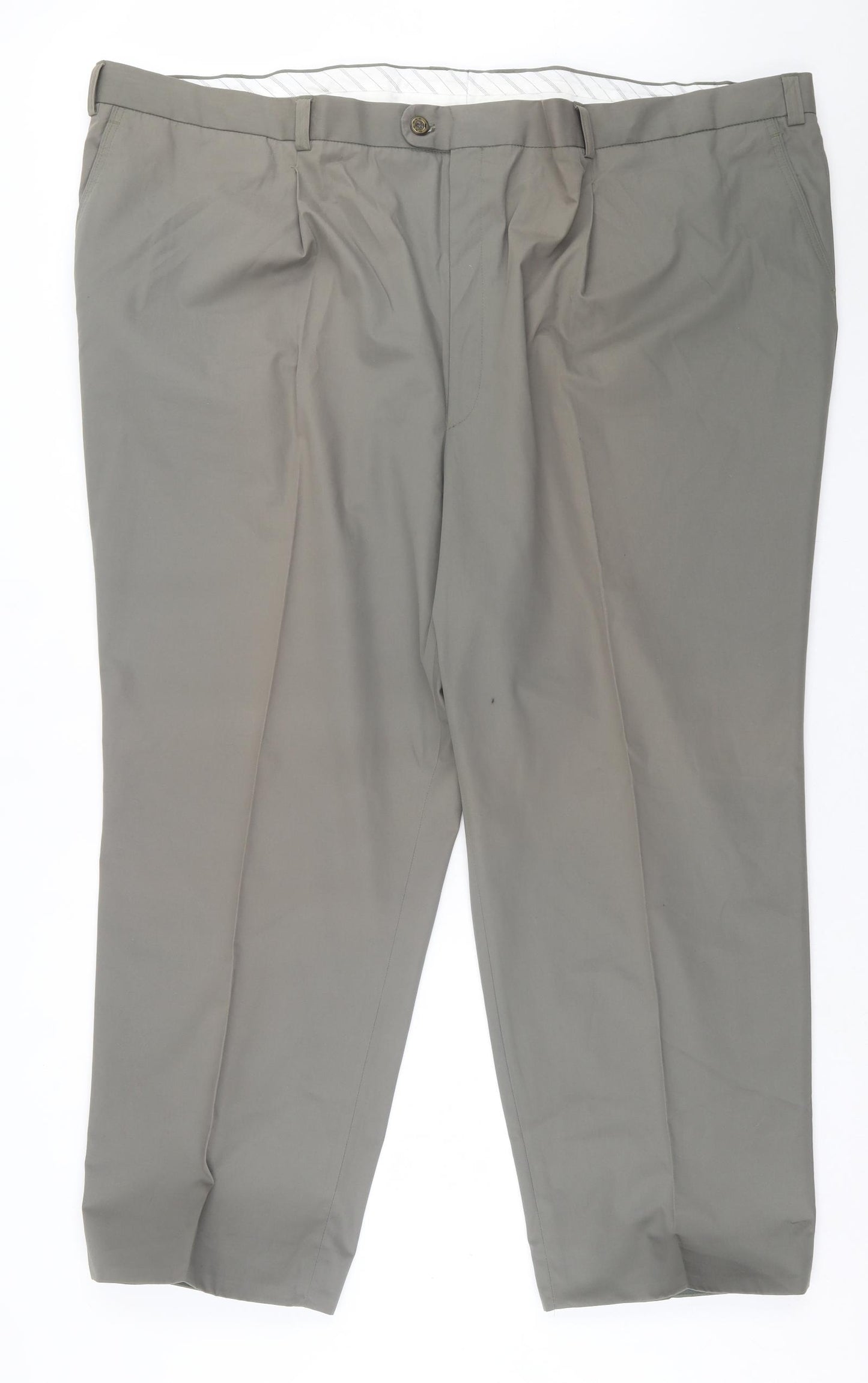 Preworn Mens Green  Cotton Trousers  Size 56 in L30 in Regular Button