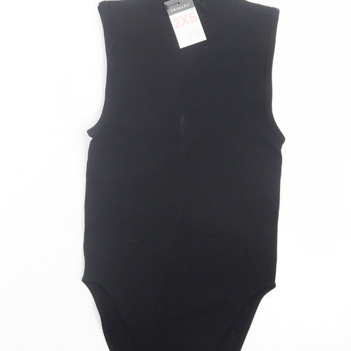 Primark Womens Black  Nylon Bodysuit One-Piece Size 2XS  Button