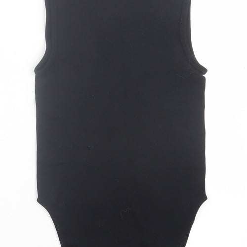 Primark Womens Black  Nylon Bodysuit One-Piece Size 2XS  Button