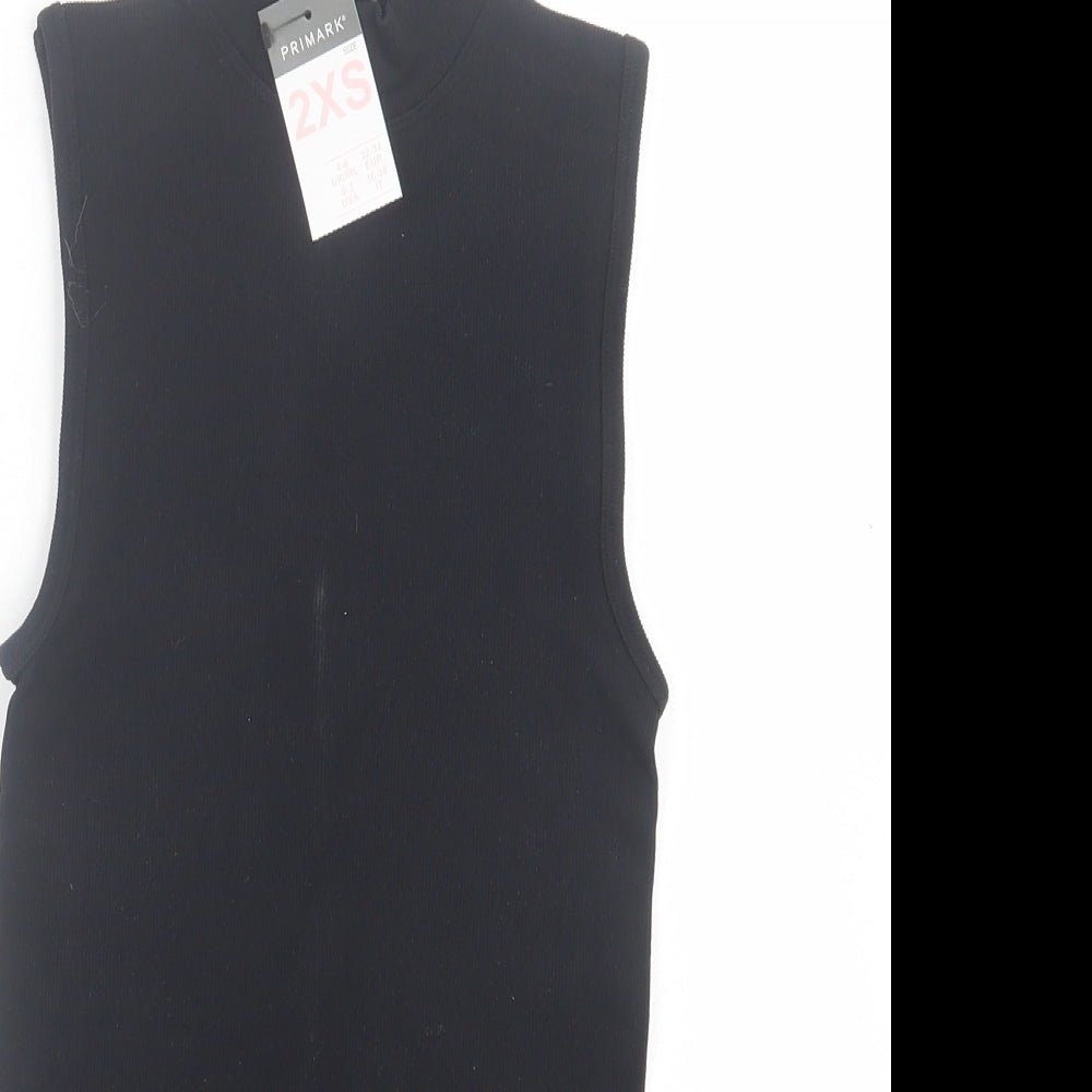 Primark Womens Black  Nylon Bodysuit One-Piece Size 2XS  Button