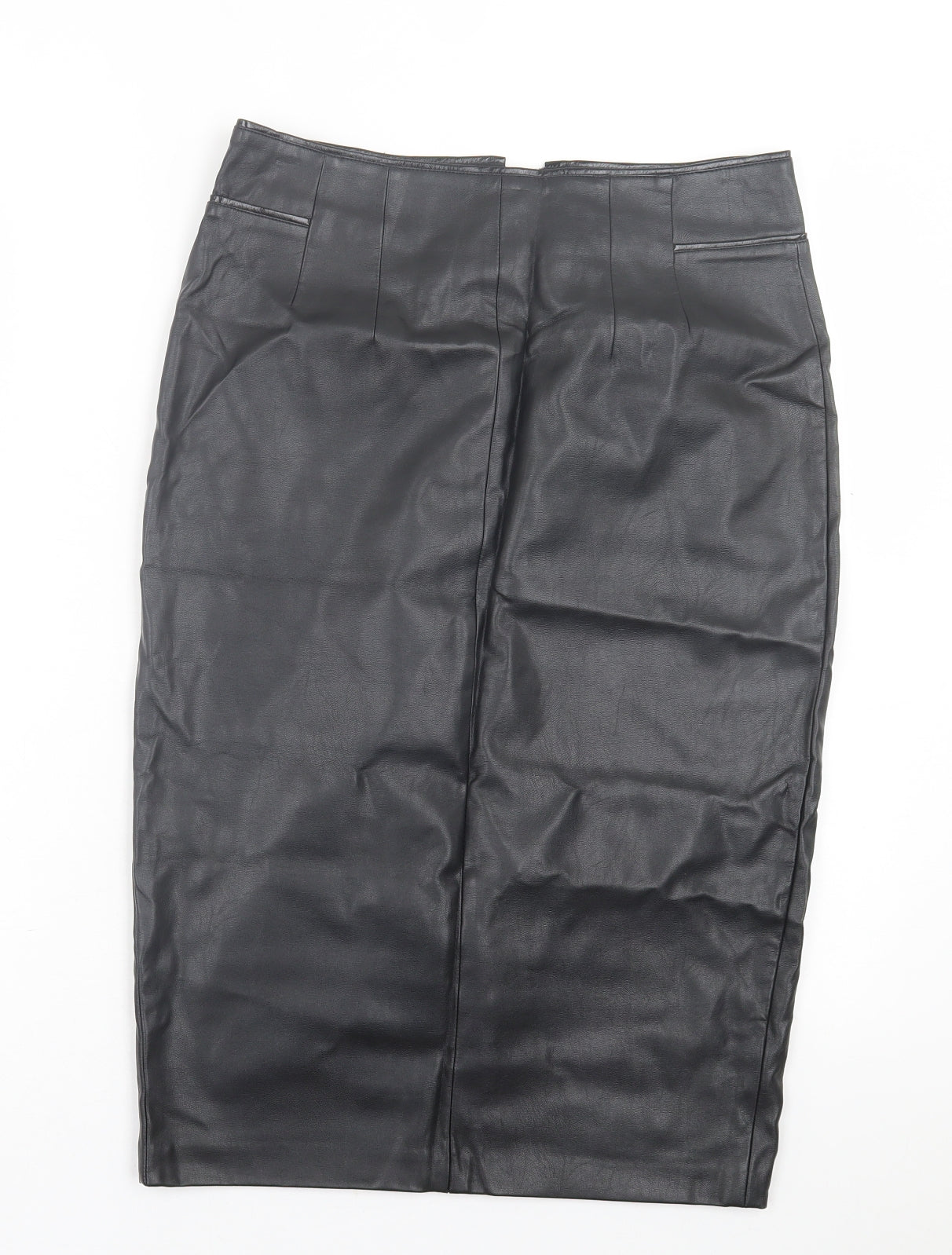 Oasis Womens Black  Polyurethane A-Line Skirt Size 10   Zip