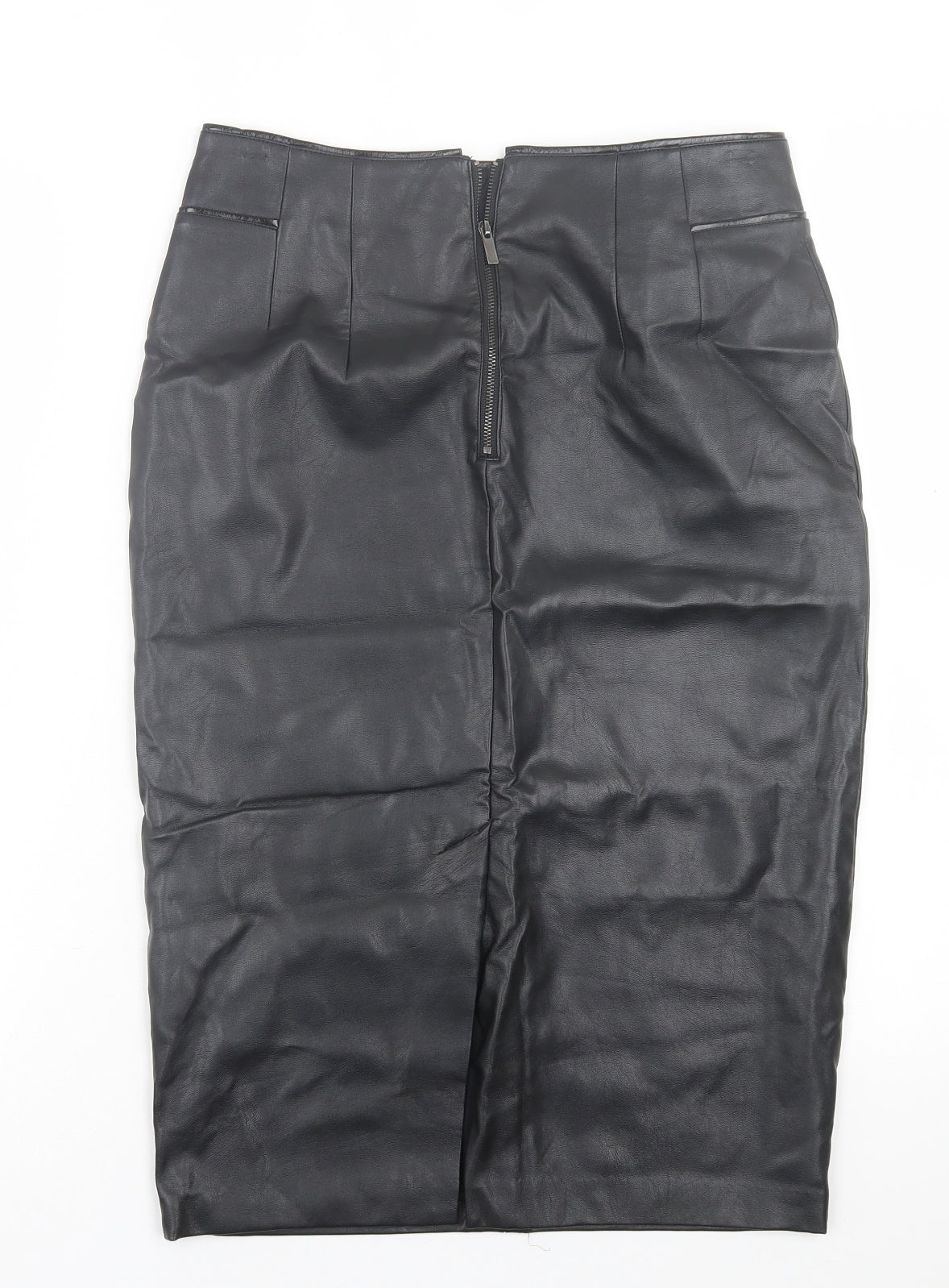 Oasis Womens Black  Polyurethane A-Line Skirt Size 10   Zip