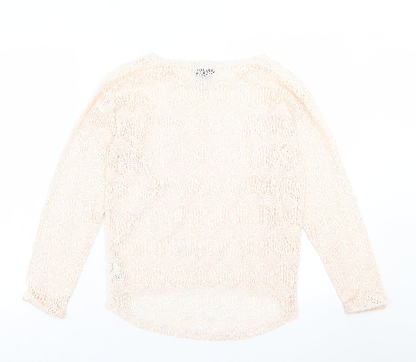 Topshop Womens Ivory Geometric Cotton Basic T-Shirt Size 10 Crew Neck
