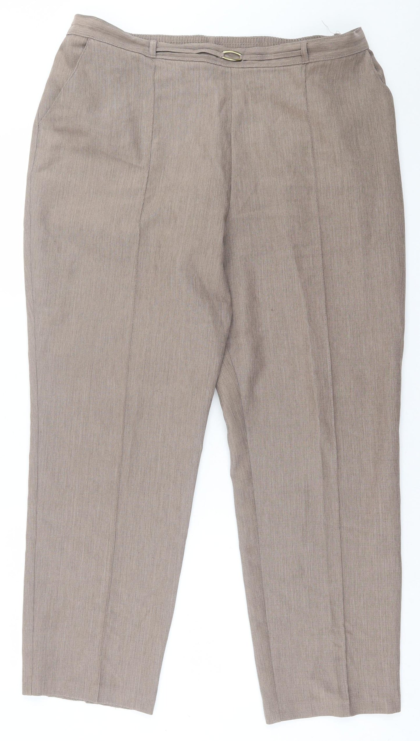 Marks and Spencer Womens Brown  Polyester Trousers  Size 18 L29 in Regular