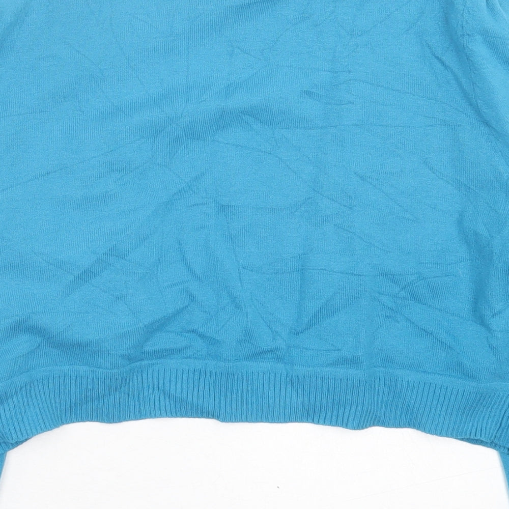 Monsoon Womens Blue V-Neck  Cotton Cardigan Jumper Size M