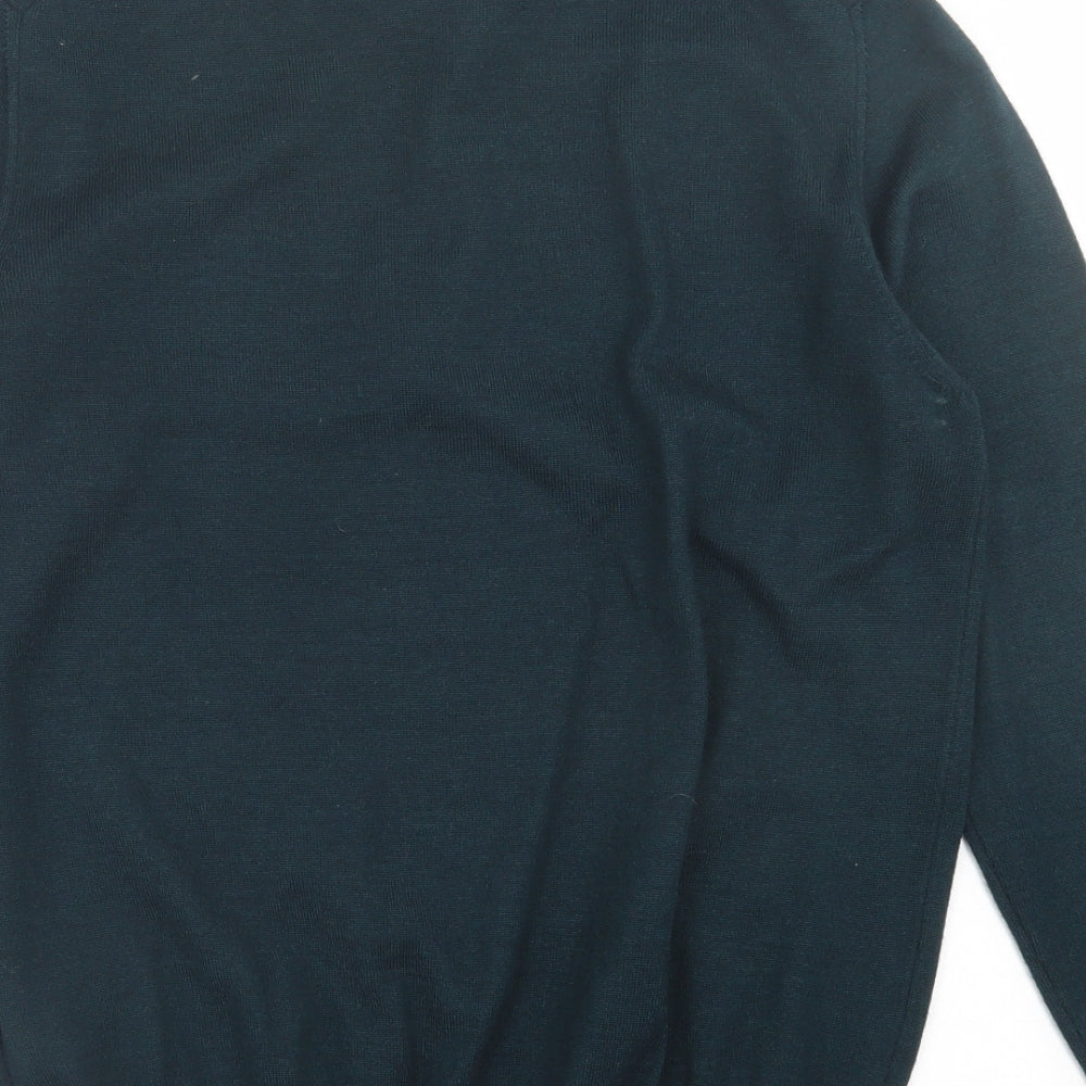 Marks and Spencer Mens Green  Acrylic  Polo Size M Collared Button