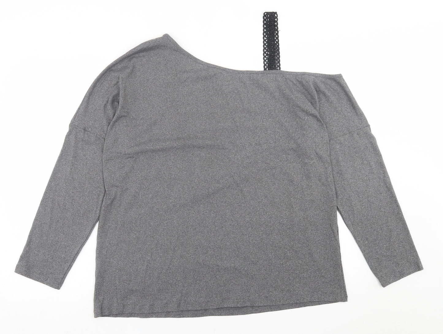 SheIn Womens Grey  Polyester Basic T-Shirt Size XL Scoop Neck