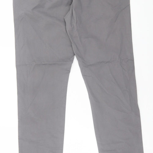 Dunnes Stores Mens Grey  Cotton Chino Trousers Size 32 in L29 in Regular Button