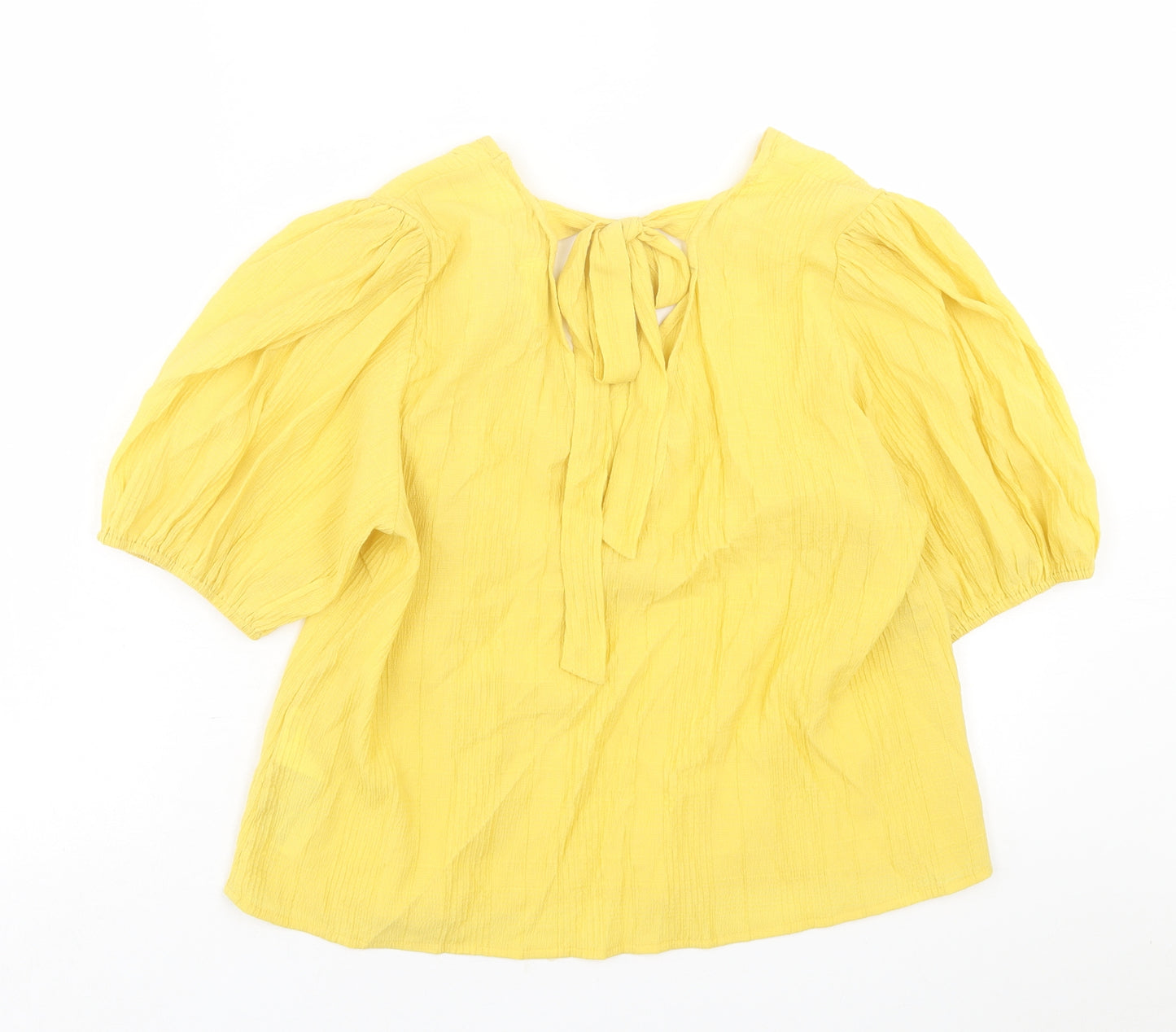 object Womens Yellow  Polyamide Basic T-Shirt Size 12 Crew Neck
