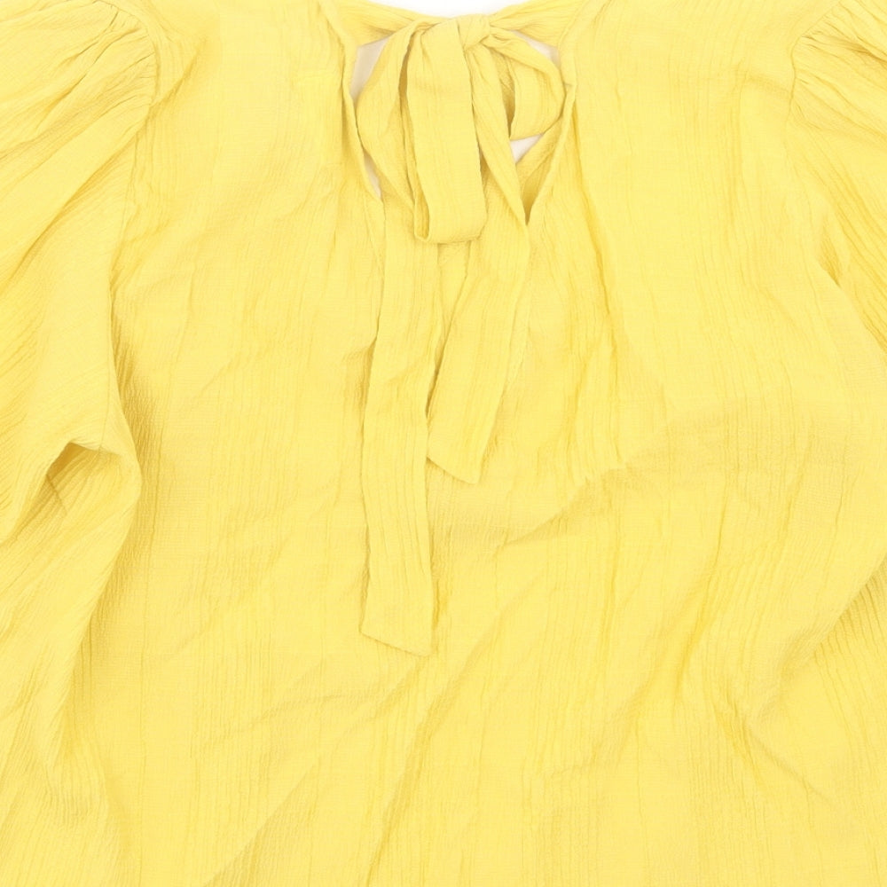 object Womens Yellow  Polyamide Basic T-Shirt Size 12 Crew Neck