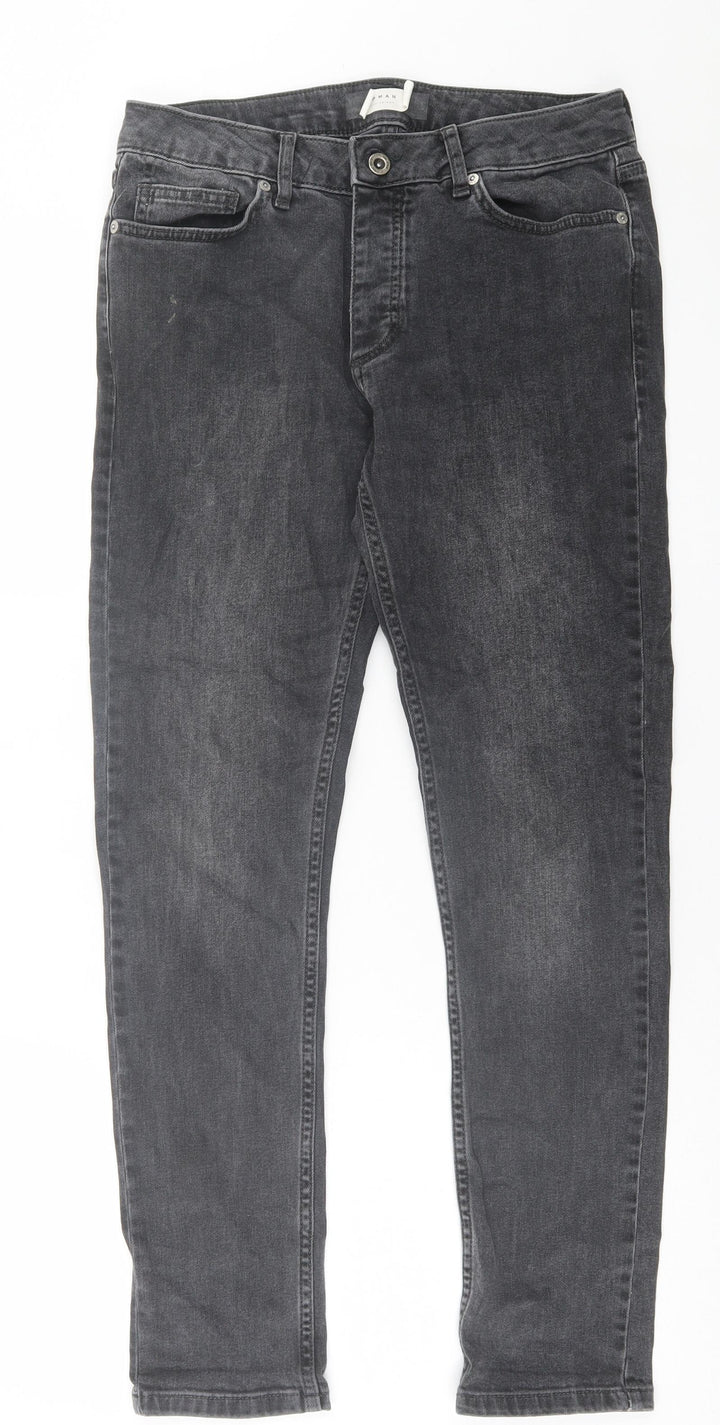 Topman Mens Black  Cotton Skinny Jeans Size 30 in L30 in Regular Button