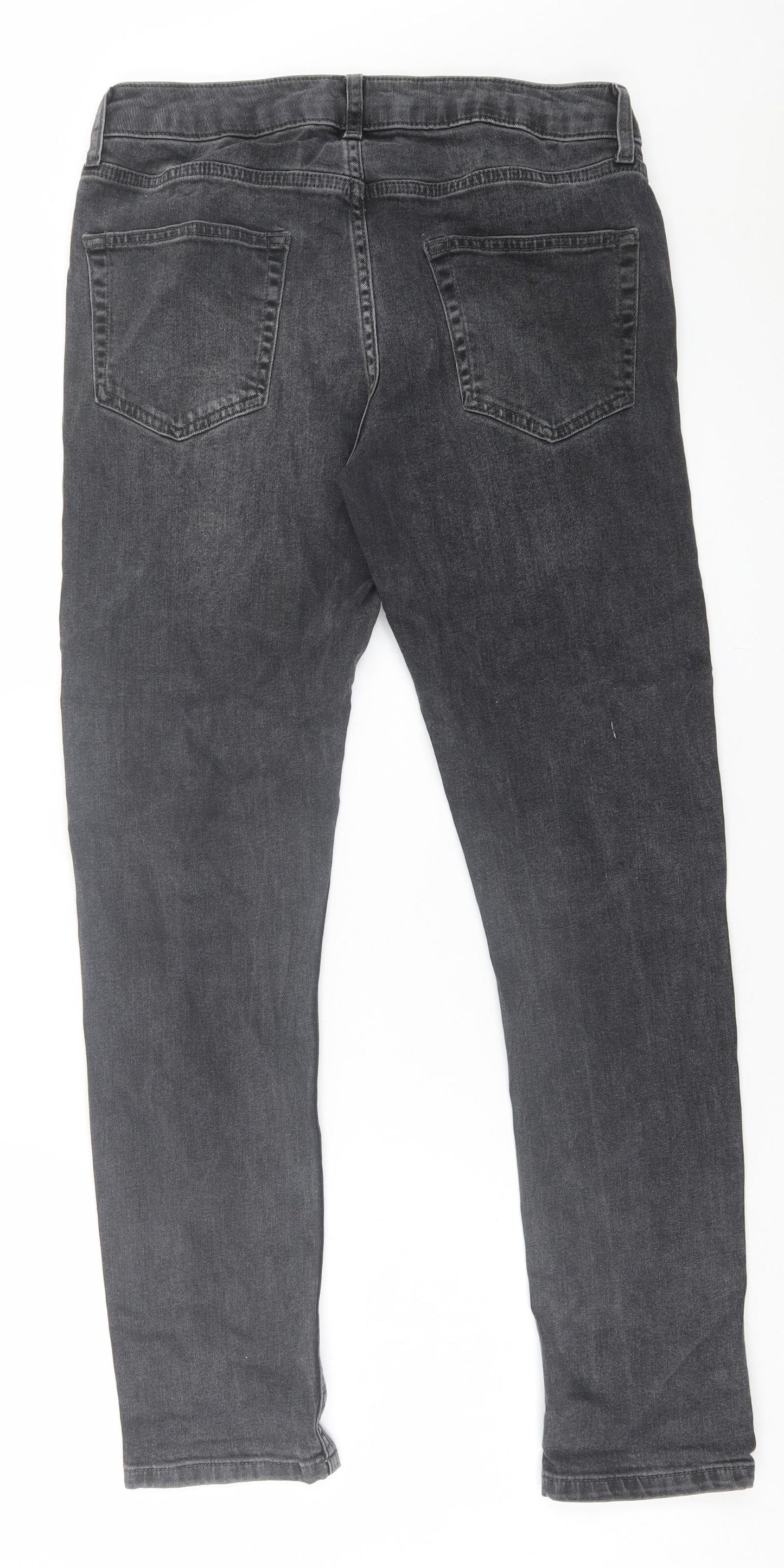 Topman Mens Black  Cotton Skinny Jeans Size 30 in L30 in Regular Button