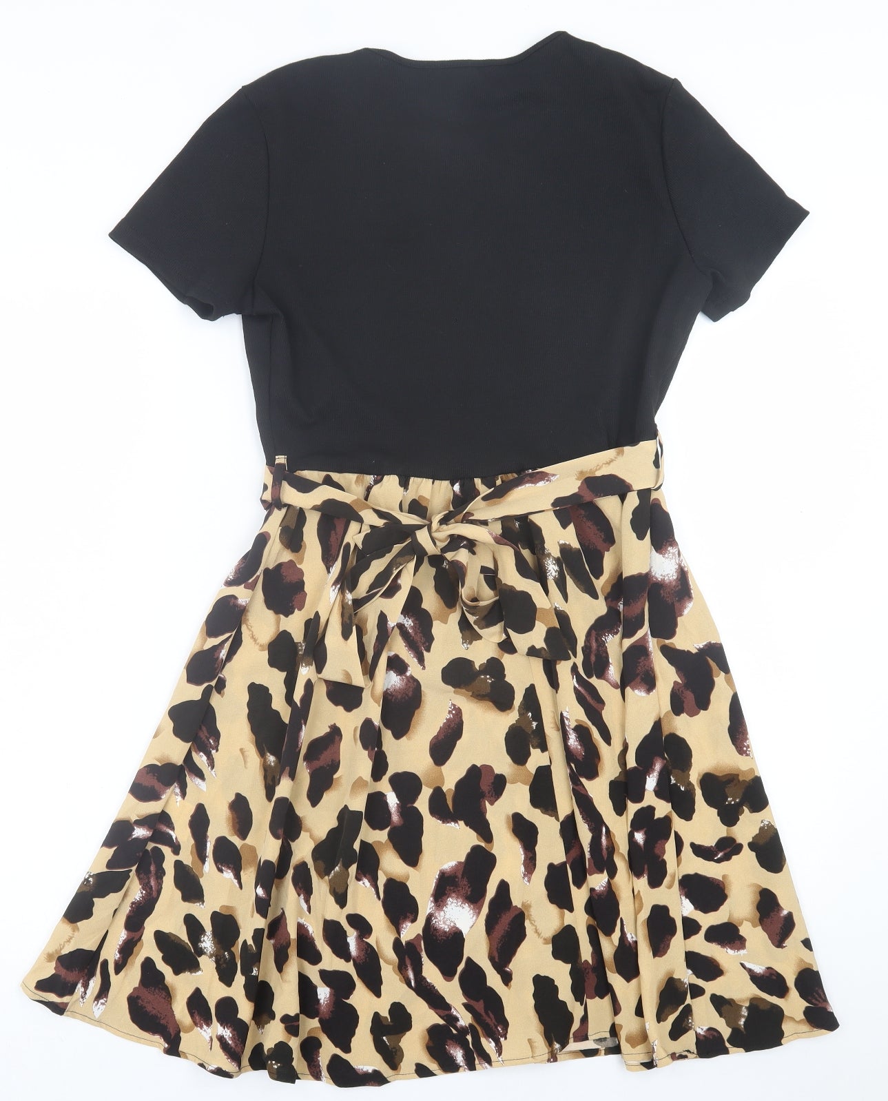 SheIn Womens Black Animal Print Polyester Fit & Flare  Size L  Crew Neck Pullover
