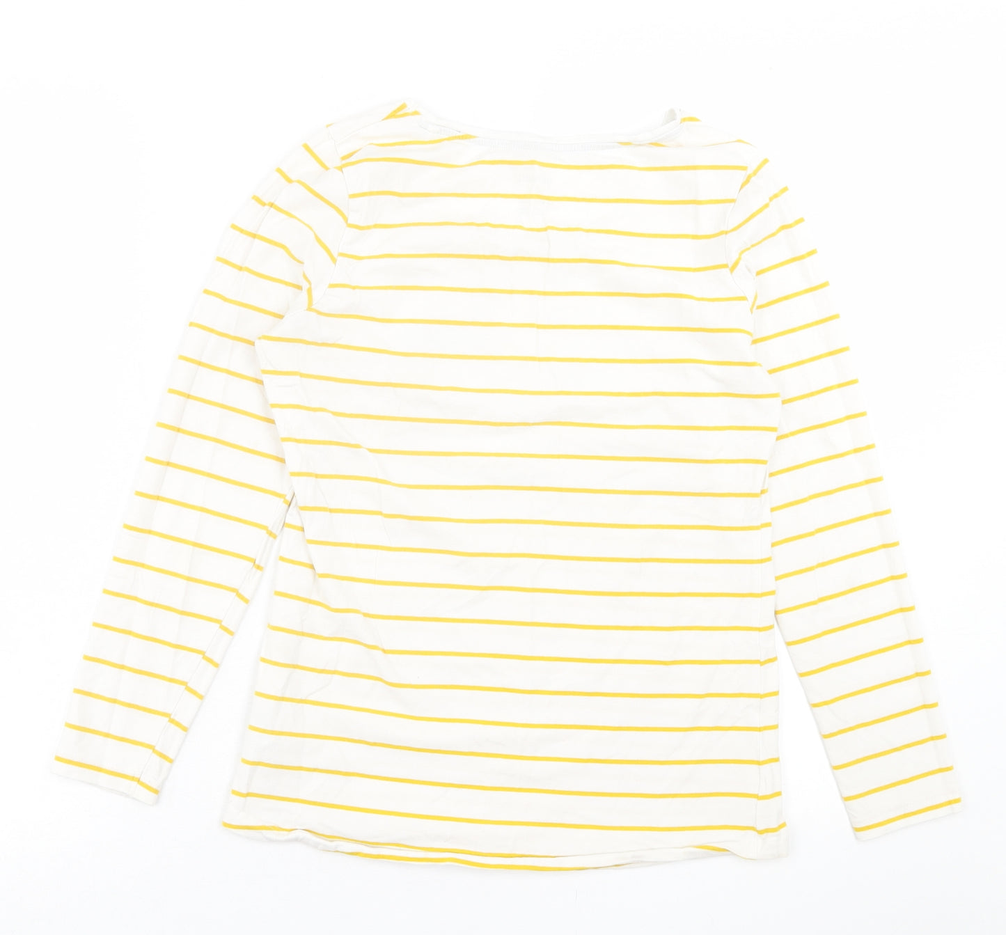 ESMARA Womens Yellow Striped Cotton Basic T-Shirt Size M Crew Neck