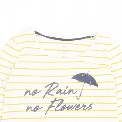 ESMARA Womens Yellow Striped Cotton Basic T-Shirt Size M Crew Neck