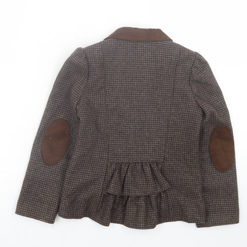 TU Girls Brown Plaid  Jacket Blazer Size 7 Years  Button