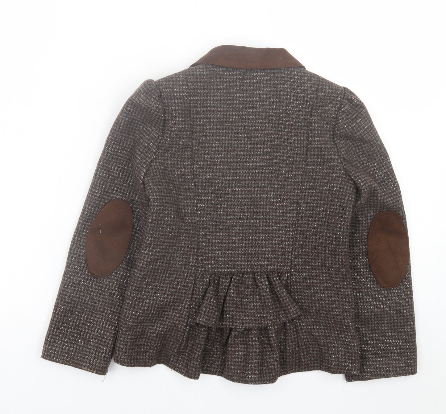 TU Girls Brown Plaid  Jacket Blazer Size 7 Years  Button