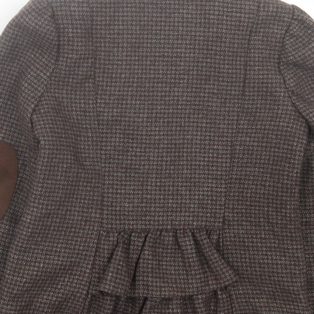 TU Girls Brown Plaid  Jacket Blazer Size 7 Years  Button