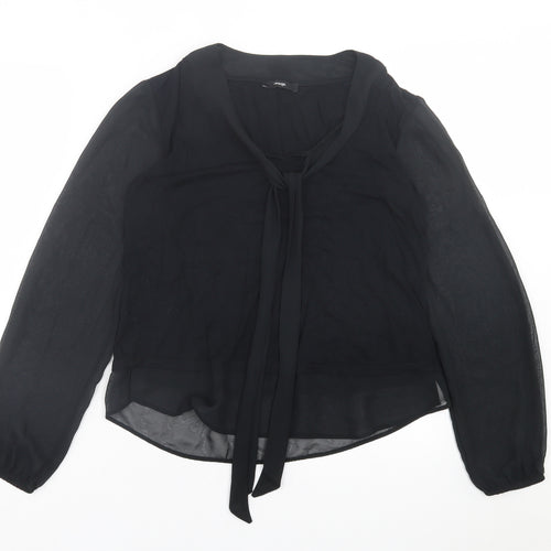 George Womens Black  Polyester Basic Blouse Size 12 V-Neck