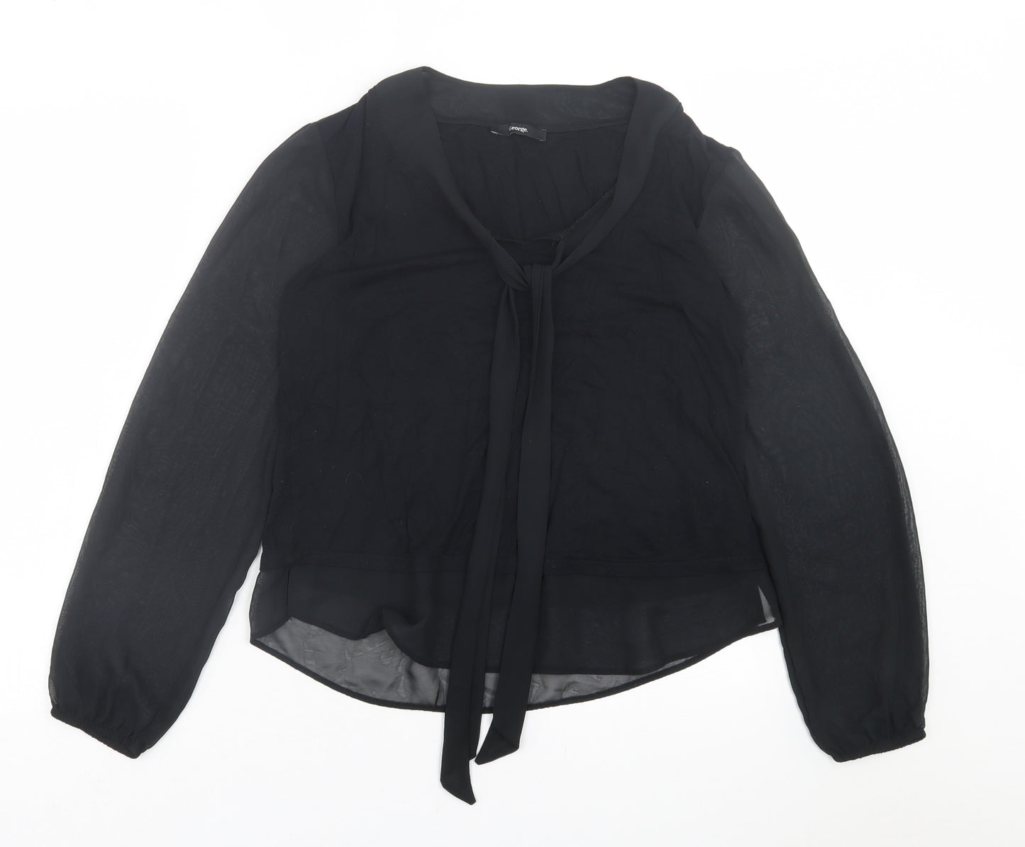 George Womens Black  Polyester Basic Blouse Size 12 V-Neck