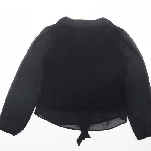 George Womens Black  Polyester Basic Blouse Size 12 V-Neck