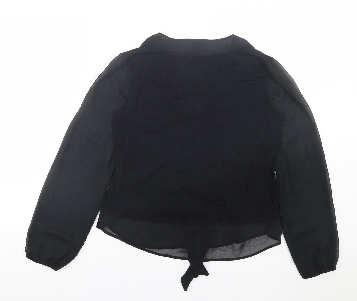 George Womens Black  Polyester Basic Blouse Size 12 V-Neck