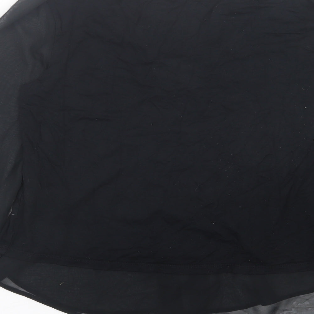 George Womens Black  Polyester Basic Blouse Size 12 V-Neck