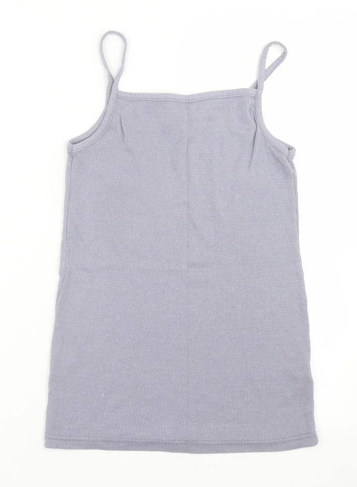 Boohoo Womens Purple Cotton Basic Tank Size 10 Square Neck