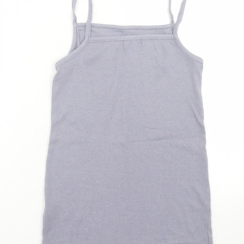 Boohoo Womens Purple  Cotton Basic Tank Size 10 Square Neck
