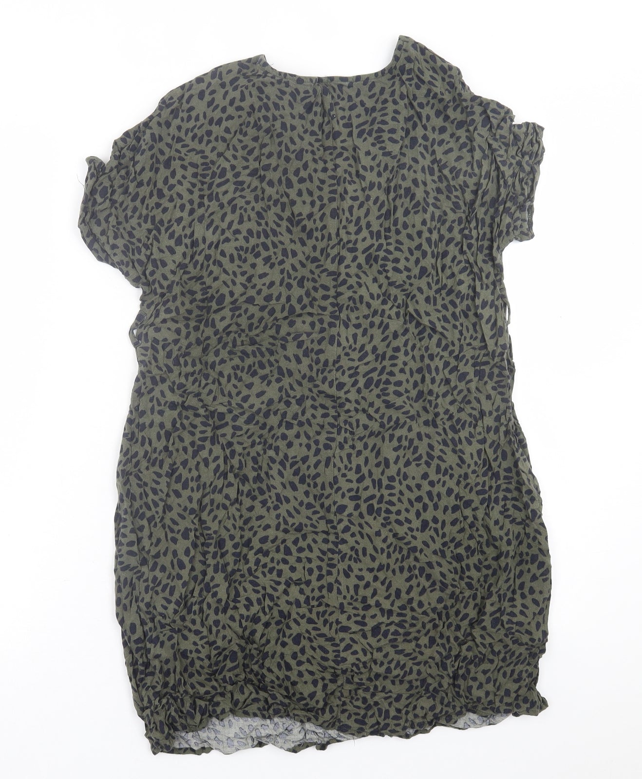 New Look Womens Green Animal Print Viscose A-Line  Size 8  V-Neck Pullover