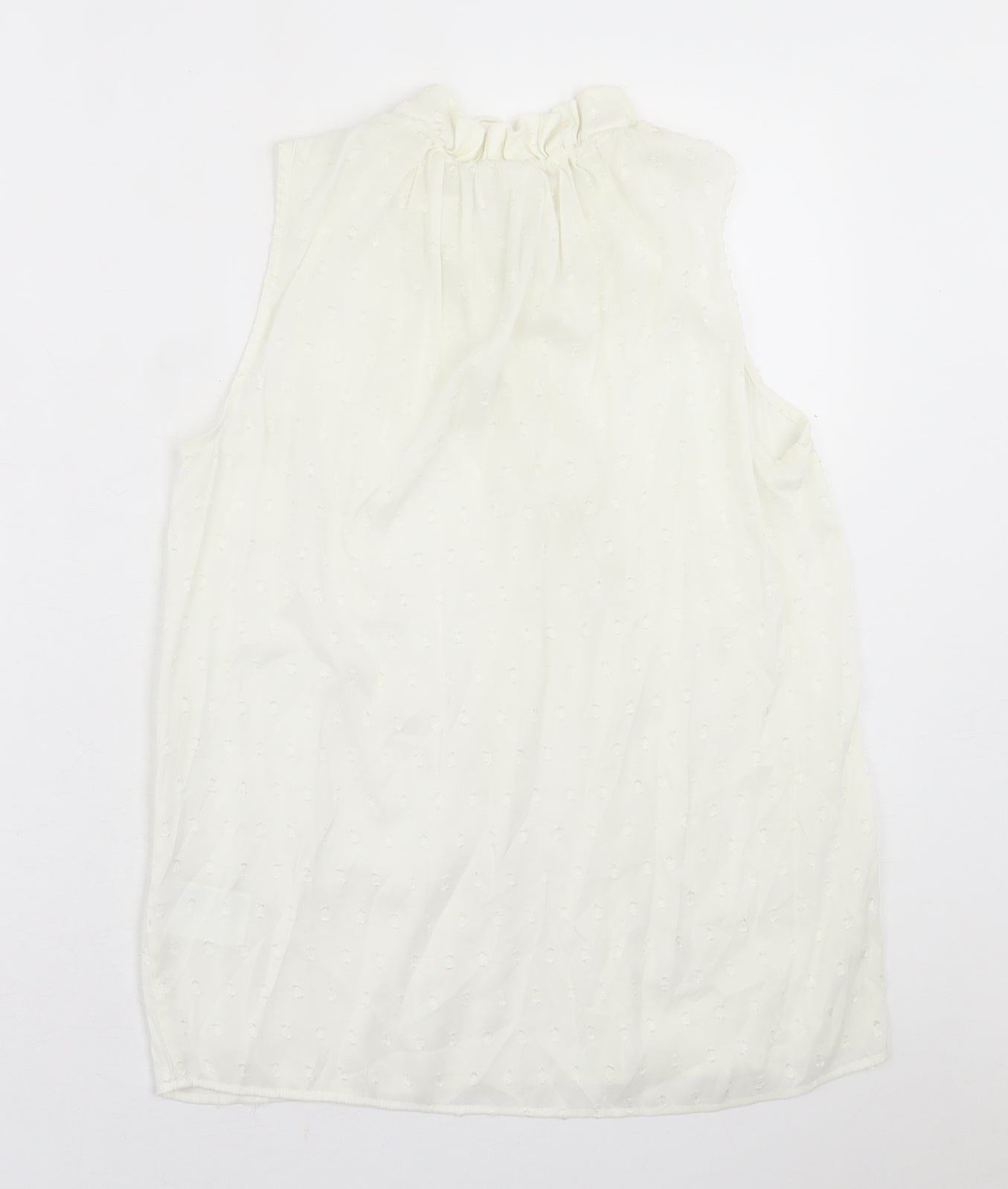 H&M Womens White Polka Dot Polyester Basic Tank Size 8 V-Neck