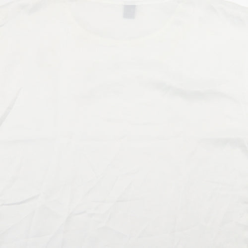 SheIn Womens White  Polyester Basic T-Shirt Size L Crew Neck