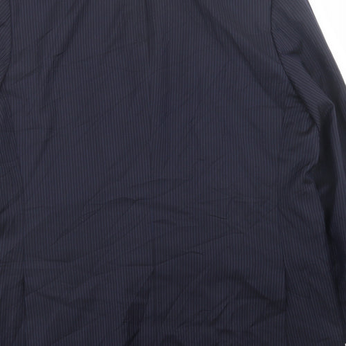 WILLIAM CHENG & SON Mens Blue Striped Polyester Jacket Suit Jacket Size 44