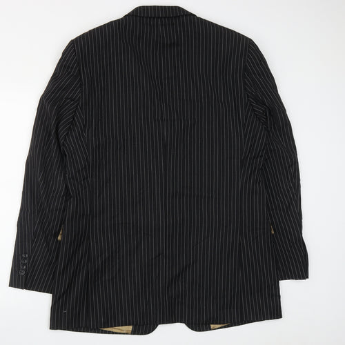Racing Green Mens Black Striped Wool Jacket Suit Size 42