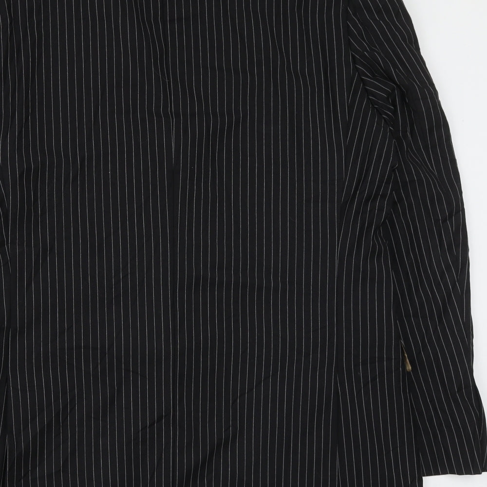 Racing Green Mens Black Striped Wool Jacket Suit Size 42