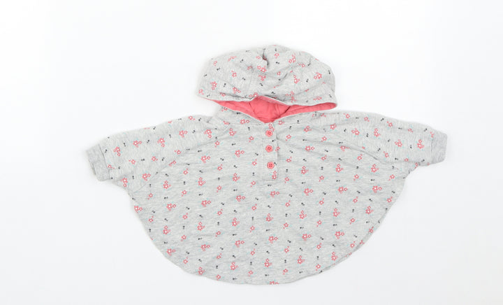M&Co Girls Green Floral Cotton Basic Casual Size 0-3 Months Round Neck Button
