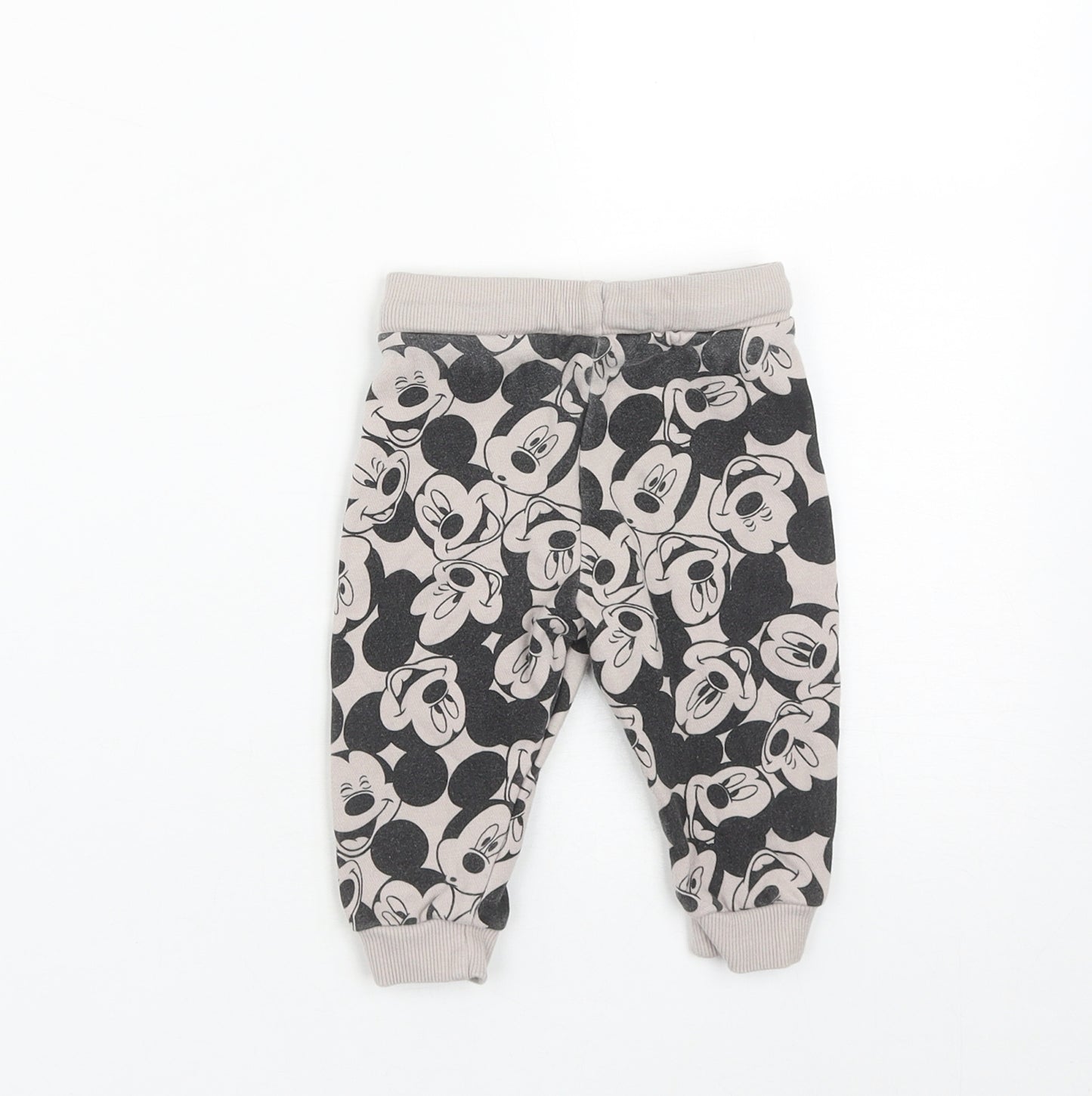 Disney Baby Black  Cotton Jogger Trousers Size 6-9 Months  Drawstring - Mickey Mouse